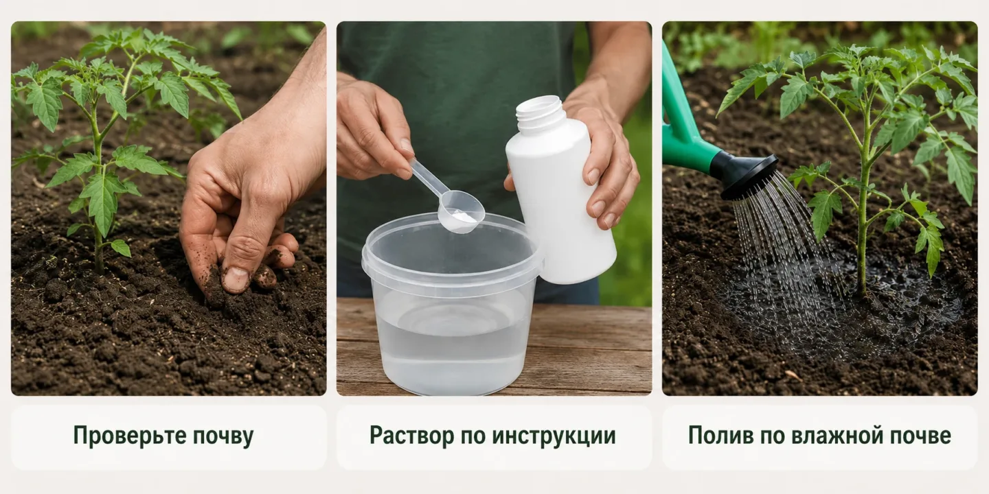 Схема безопасной подкормки томатов после высадки.